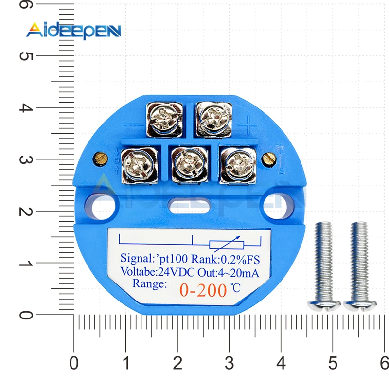 RTD PT100 0-200 Degree Temperature Sensor Transmitter Module DC 24V 4-20MA Temperature Sensors Detector Module