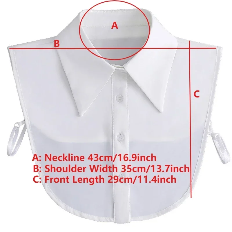 쉬폰 가짜 칼라 유니섹스 화이트 라펠 버튼 다운 하프 셔츠 탈부착 가능한 칼라 정장 넥웨어 가짜 칼라 액세서리