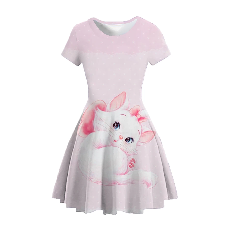 Disney Marie Prinzessin Party Dress Up Mädchen Sommerkostüme Kinder Stich Cartoon Casual Kostüm Geburtstagsgeschenk Kleid 1–15 Jahre