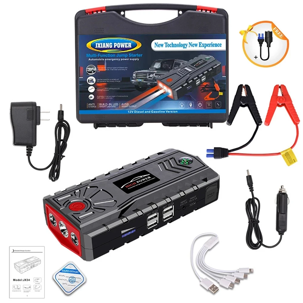 New 99900mAh Car Jump Starter Power Bank 5000A Auto Emergency Battery Booster Starting Device Charger Diesel Petrol Cars Camping