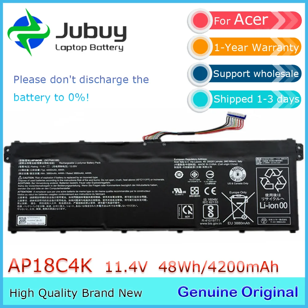 AP18C4K 11.4V 48/50.29Wh Original Laptop Battery for Acer Aspire 5 A514-52 A515-43 A515-44 A514-52G A5