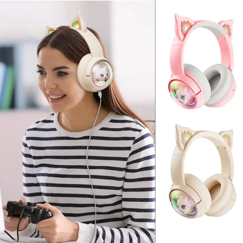 Glowing Led Lights Wireless Game Headset Kids Headset Music Headphones Noise Reduction Earphones for Game Consoles Computer