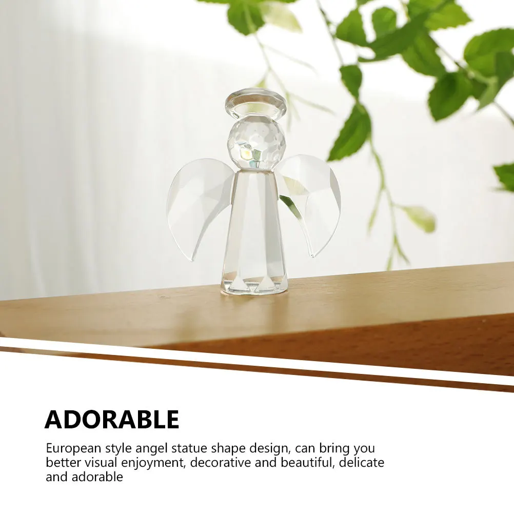 

Elegant Glass Angel Sculpture Handcrafted Angel Decoration for Home Office Garden Shelf Desktop Decorative Art Craft
