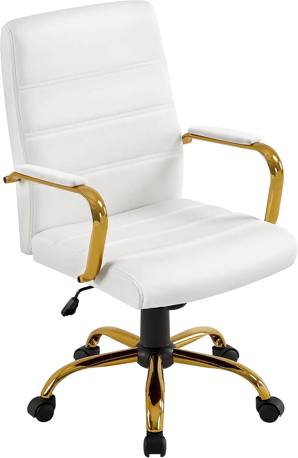 

Adjustable Executive Office Chair with Lumbar Support, PU Leather Seat and Gold Legs