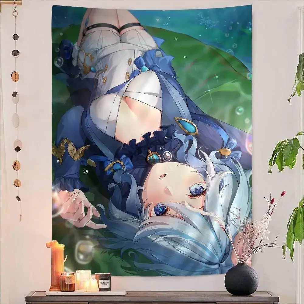 G-Genshin I-Impact F-Furina Anime Tapestry Art Science Fiction Room Home Decor Wall Art Decor