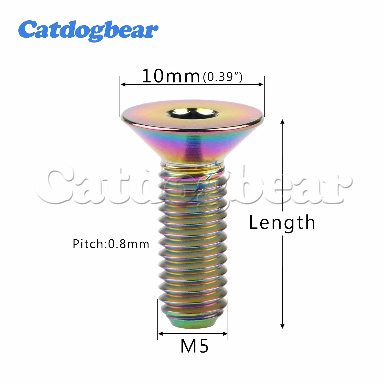 Catdogbear  4Pcs Titanium Ti Bolts M5x10 12 15 20 25 30mm Countersunk Hexagon Socket Head for Bike Disc