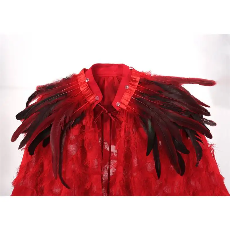 WENAM AUF LAGER Damen-Umhang mit Federkragen, Gothic-Vampir-Hexe-Umhang, Halloween-Federschal mit elegantem Gothic-Stil, neu