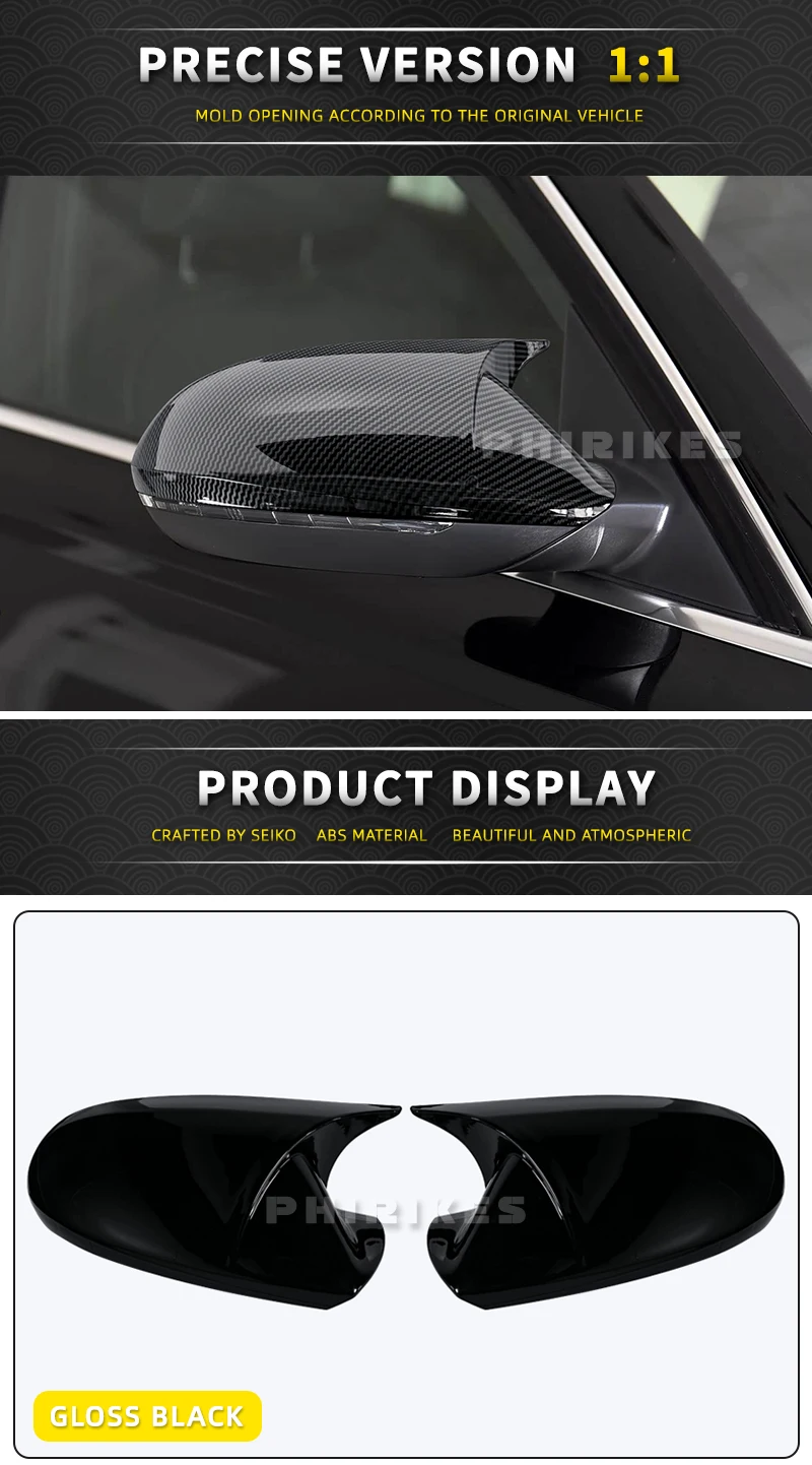 Für Audi A6 C7 S6 RS6 2012-2018 Autoaufkleber Carbonfaser Rückspiegelabdeckung Außenspiegelkappe Außentür Rückansicht Gehäuseverkleidung – Detail 4