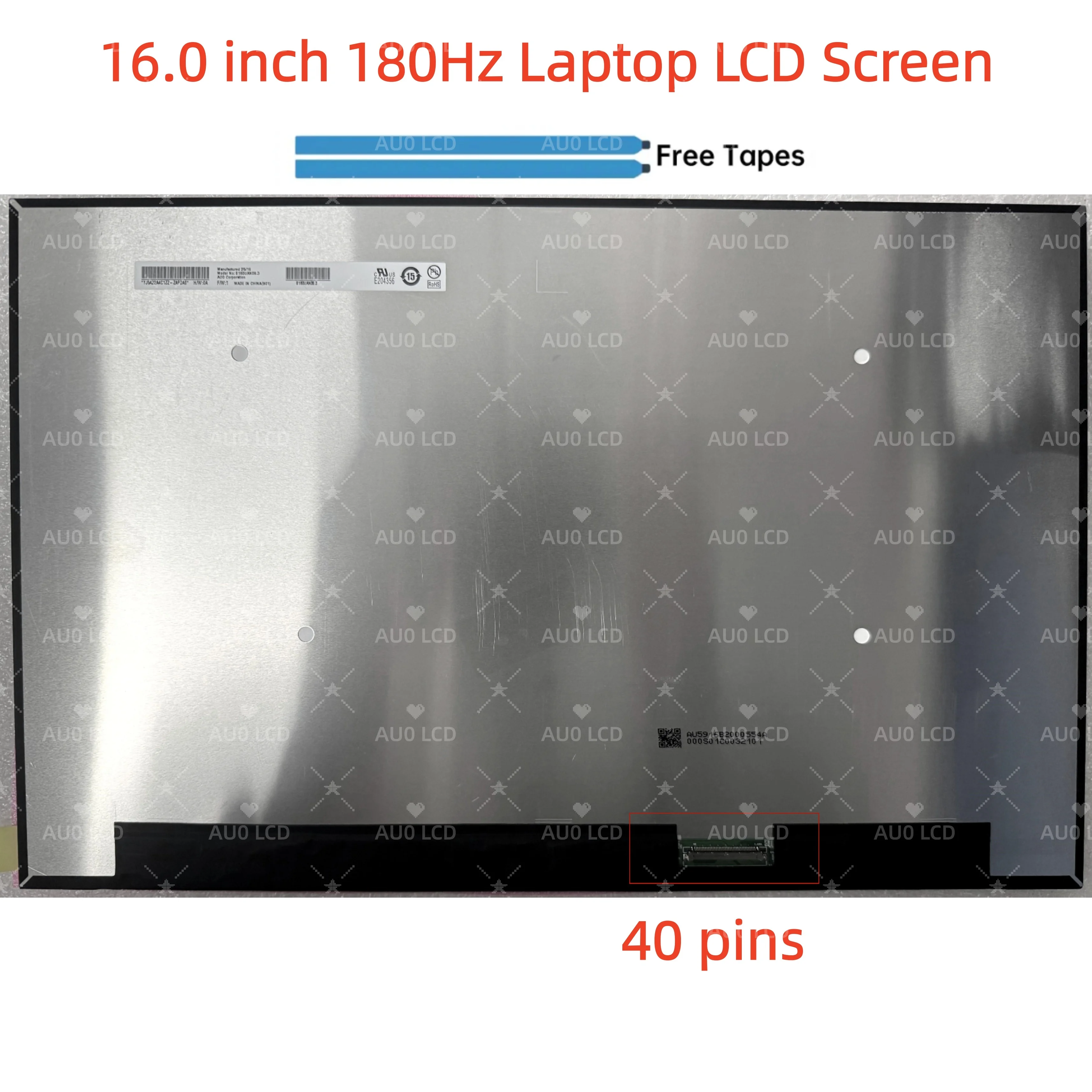 B160UAN08.3 16.0 pouces 180Hz écran LCD pour ordinateur portable panneau d'affichage matrice 1920 × 1200 EDP 40 broches Non tactile