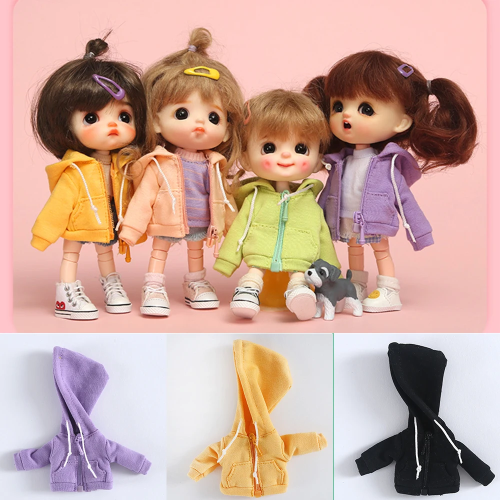 Ob11 Hooded Sweatshirt Doll Clothes Casual Hoodie Fashion With Zipper Doll Accessories For Obitsu11 Molly, Gsc Body, 1/12 Bjd