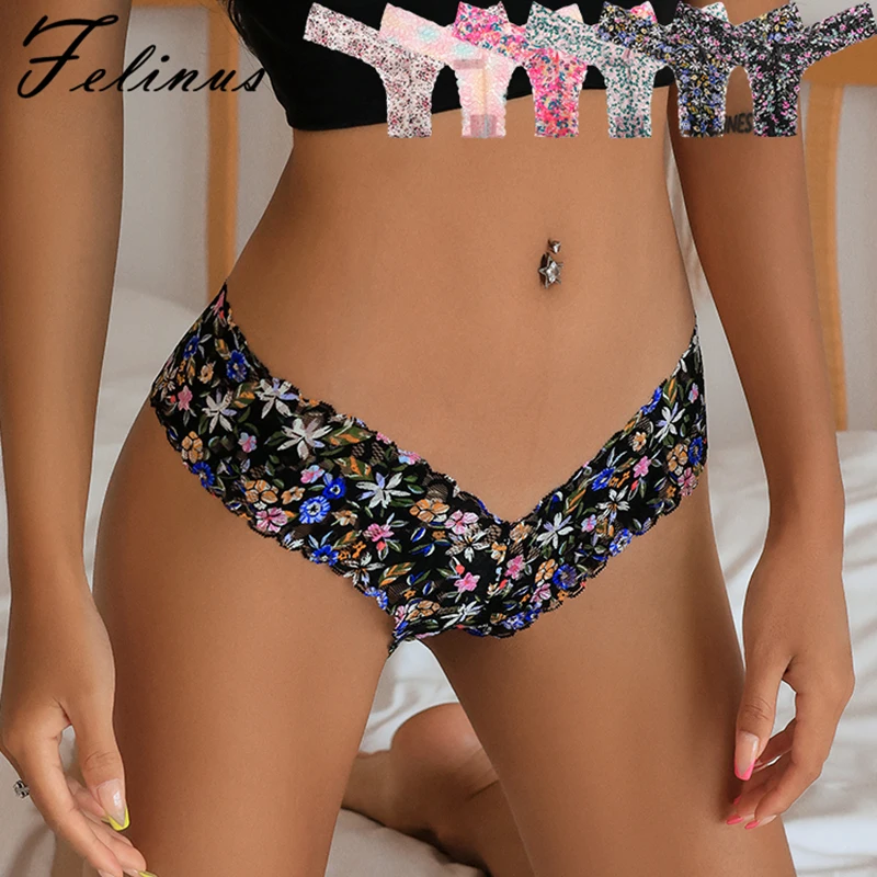 Felinus Damen Neue Sexy Spitzen-Bikini-Unterwäsche, Tiefsitzender G-String, Weiche Blumen, Ultradünne Lingerie, Damen-Intimwäsche