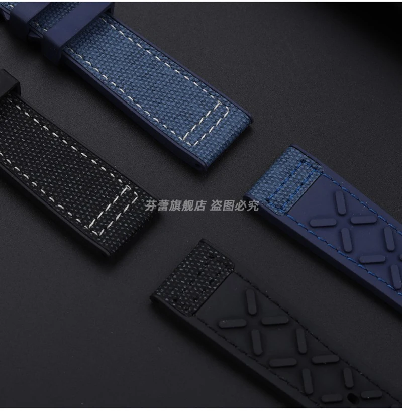 Nylon rubber watch strap For IWC Pilot Spade A Mark 18 Portuguese Blue Band FOLDING CLASP Canvas Men\'s Watch Chain 20MM Bracelet