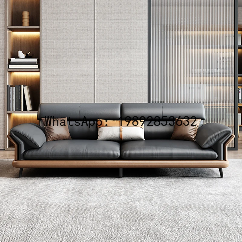YFY Office Sofa Genuine Leather Simple Business Reception Room Guest Area Leisure Office Sofa Coffee Table Set Three-Seater