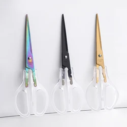 1 Pcs Office Scissors,Transparent Handle Scissors Anti Rust,Handmade Diy Domestic Office Stationery,Paper Cut Pruning ZS-17