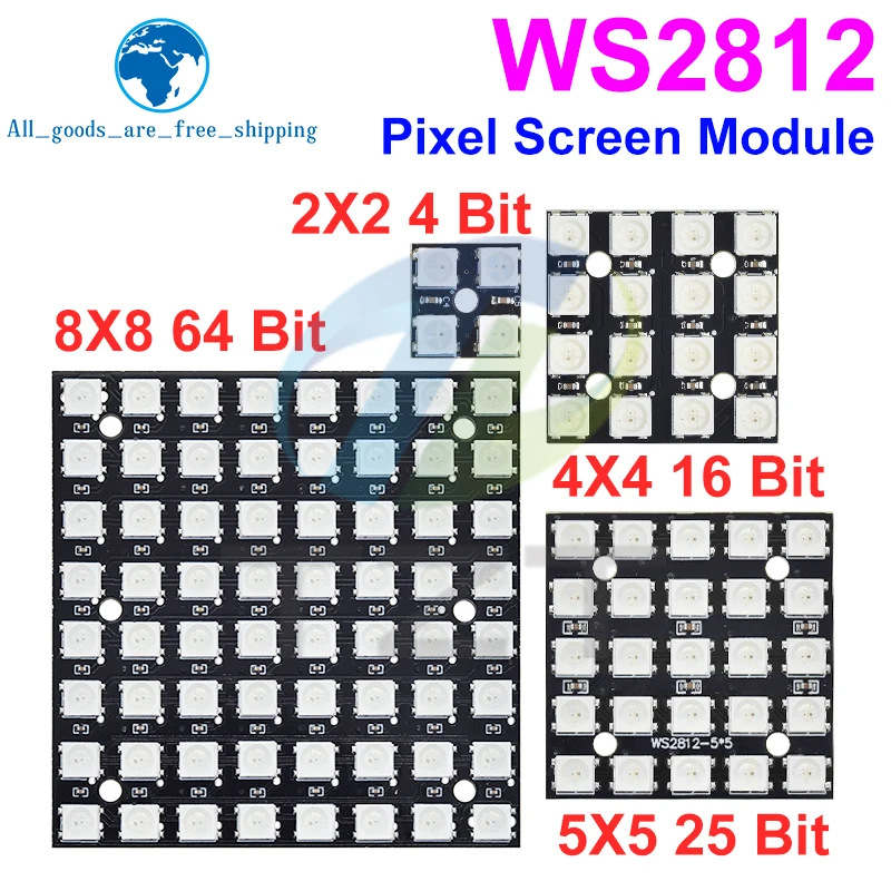 1/3 peças ws2812 led 5050 rgb 8x8 matriz de led para arduino marca ws2812b 8*8 4 16 25 64 bits cor completa 5050 rgb luz do painel da lâmpada led