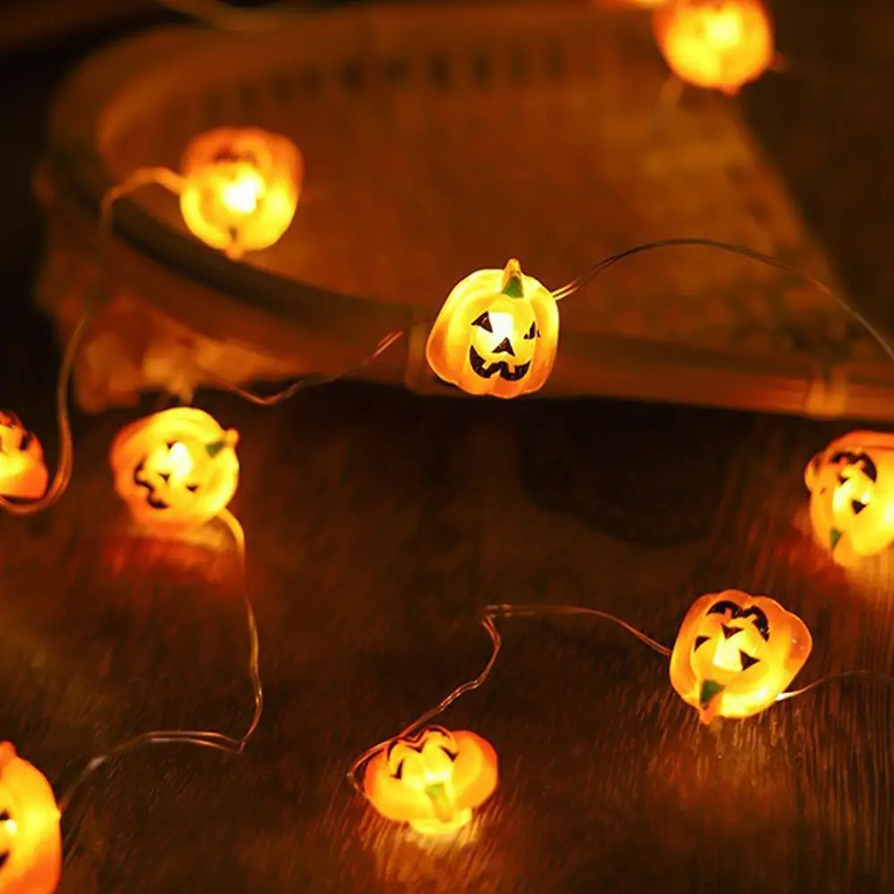 Decoración de Halloween calabaza de arce Artificial luz LED guirnalda de hadas luces para el hogar Halloween DIY linterna evento decoración fiesta S O6P7