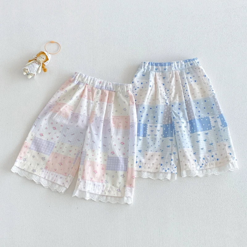 

2026 New Women's Treasure Summer Style Full Printed Lace Straight Tube Breathable Soft and Sticky Mosquito Proof Pants