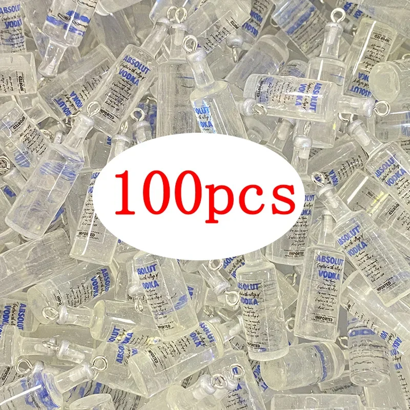 100pcs/Pack Bulk Wholesale Drink Bottle Resin Charms Doll Transparent Popular Bottles Pendant For Earring DIY Jewelry Make