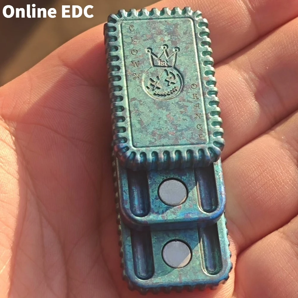 중고 클라운 오렌지 EDC 첫 번째 기념일 티타늄 크리스탈화된 피젯 토이 성인용 푸시 슬라이더