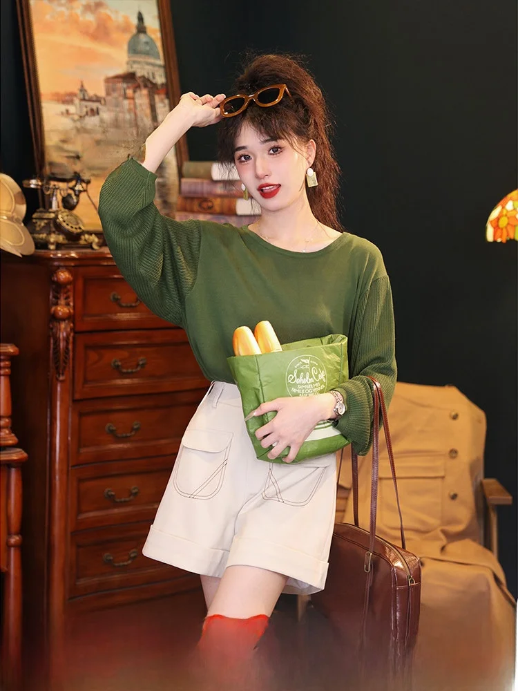 

Вязаный свитер Chen Jiajie в стиле ретро, свободного кроя, с длинными рукавами, для женщин, весна-осень, уникальный дизайн, топ