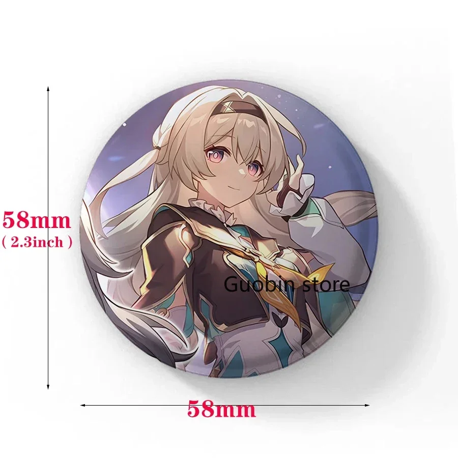 58mm Hot Game Honkai:Star Rail Anime Character Button Pin Brooch Badge Cartoon Badges Backpack for Gamer Collect Fans Gift