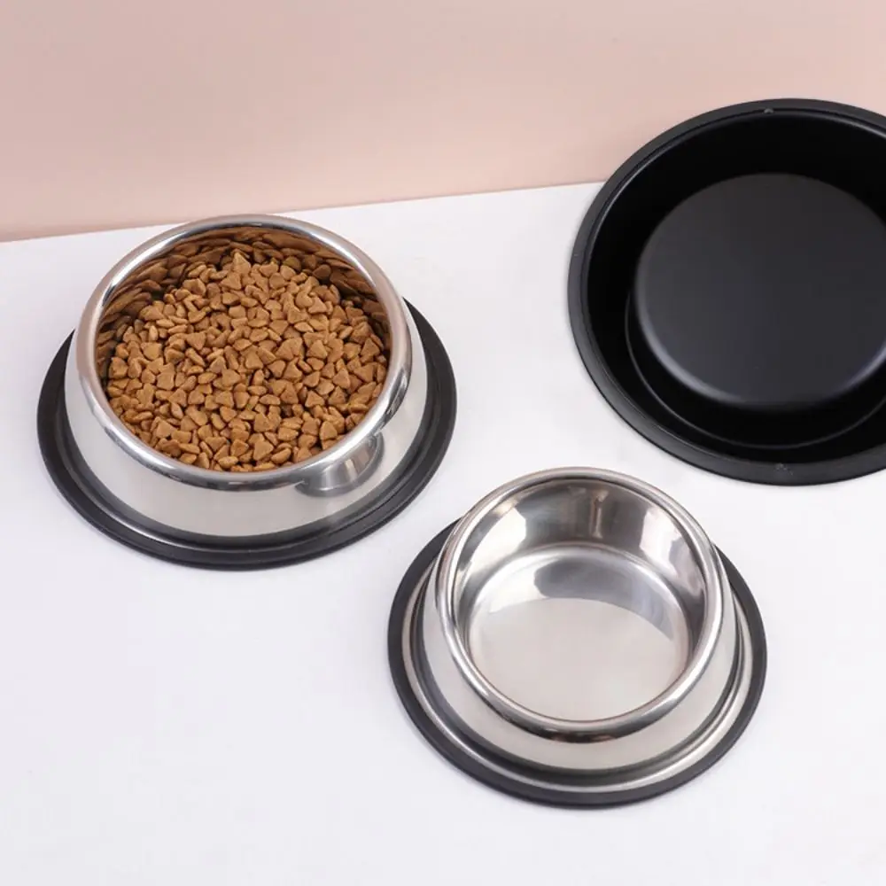 Slant Mouth Stainless Steel Pet Bowl Anti Slip Bottom Cat Tilted Bowl Cat Neck Protection Dish Anti Rollover Pet Feeding Bowls