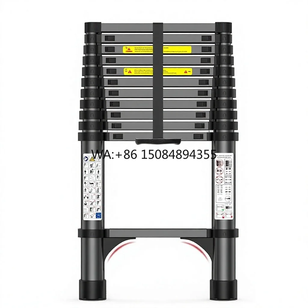 12.5FT Telescoping Aluminum Heavy-Duty Extension Ladder 330lb Capacity Anti-Slip Steps Secure Attic Access Roof Home Renovation