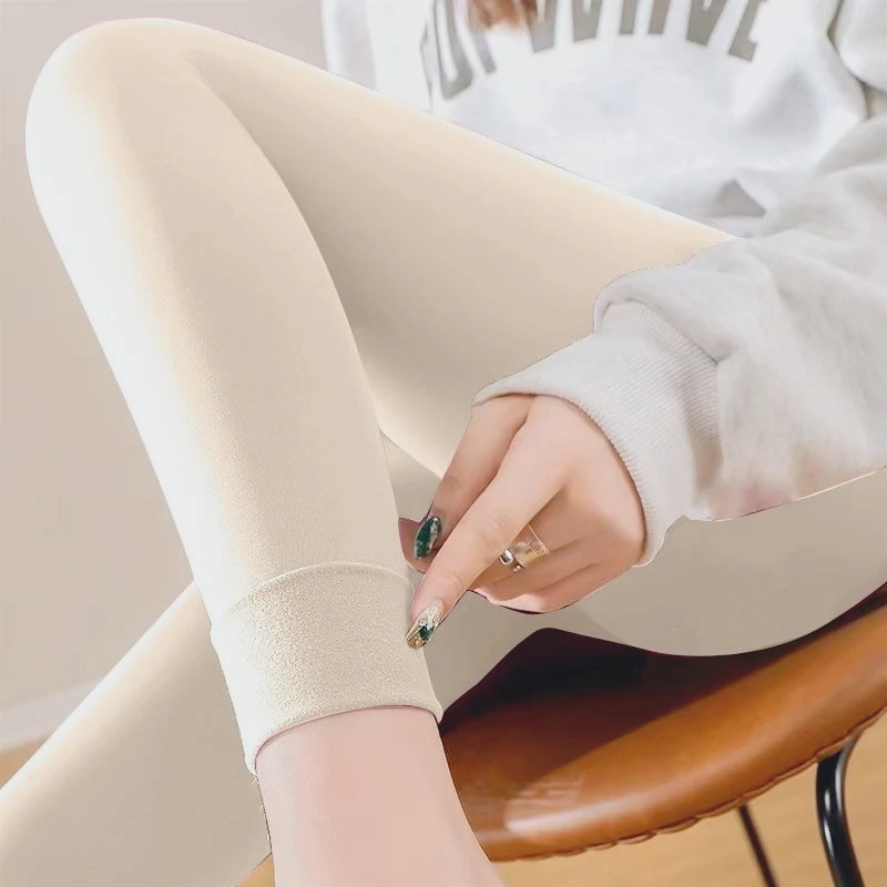 보이지 않는 가랑이 바지 독일 양털 롱 존스 여성용 난방 및 양털 방한 열 바지 여성, 커플 데이트,