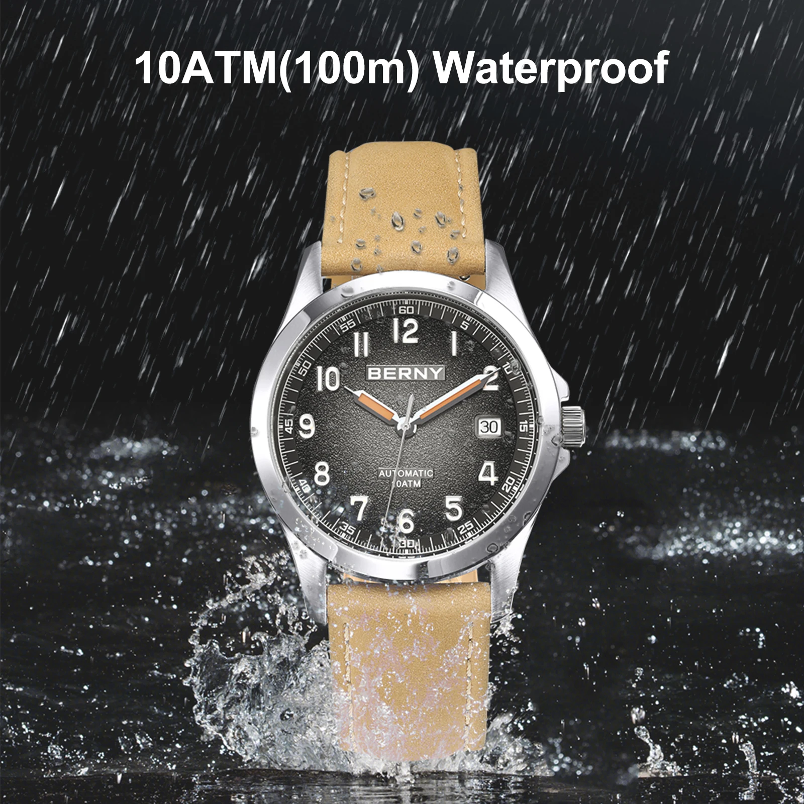 BERNY Frosted Dial Automatic Watch Men Luminous Mechanical Original ST2130 Wristwatch Sapphire Luxury Men Watch 10ATM Waterproof