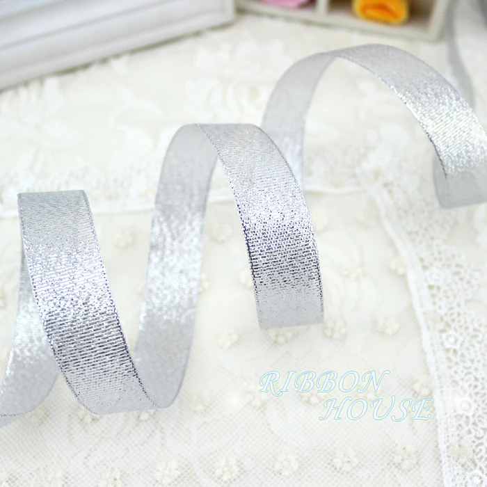 (25 yards/roll) 3/4\'\' (20mm) silver polyester organza ribbons Christmas packaging ribbon high-grade quality squares ribbons
