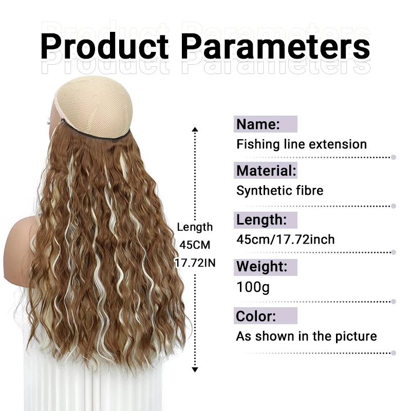 Long Synthetic Fishing Line Hair Extensions Elegant Water Wave Curly Styles for Women Lightweight fluffy-Looking Hairpiece image 4