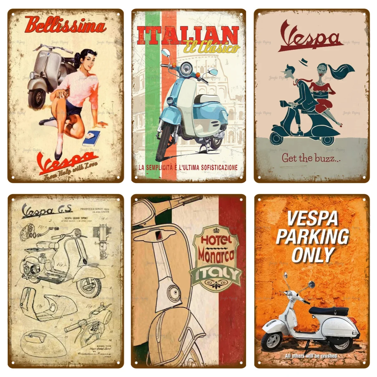 Nostalgic-Art Retro Tin Sign Vespa Parking Only Gift Idea For Scooter Fans Metal Plaque Vintage Design For Wall Decoration