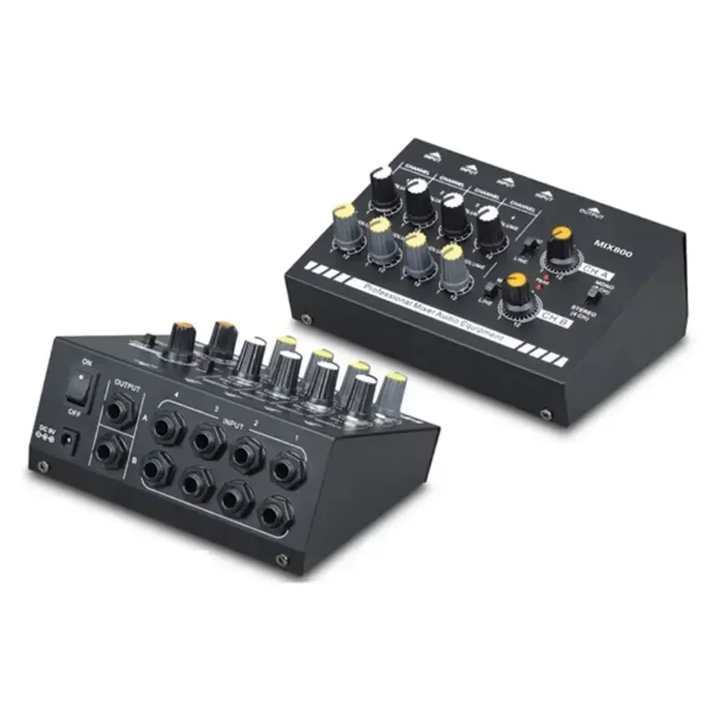 

EU/UK/US Plug MIX800 8-Channels Mini Sound Mixer with Power Adapter Mono/Stereo Mixer Low Noise Sound Amplifier