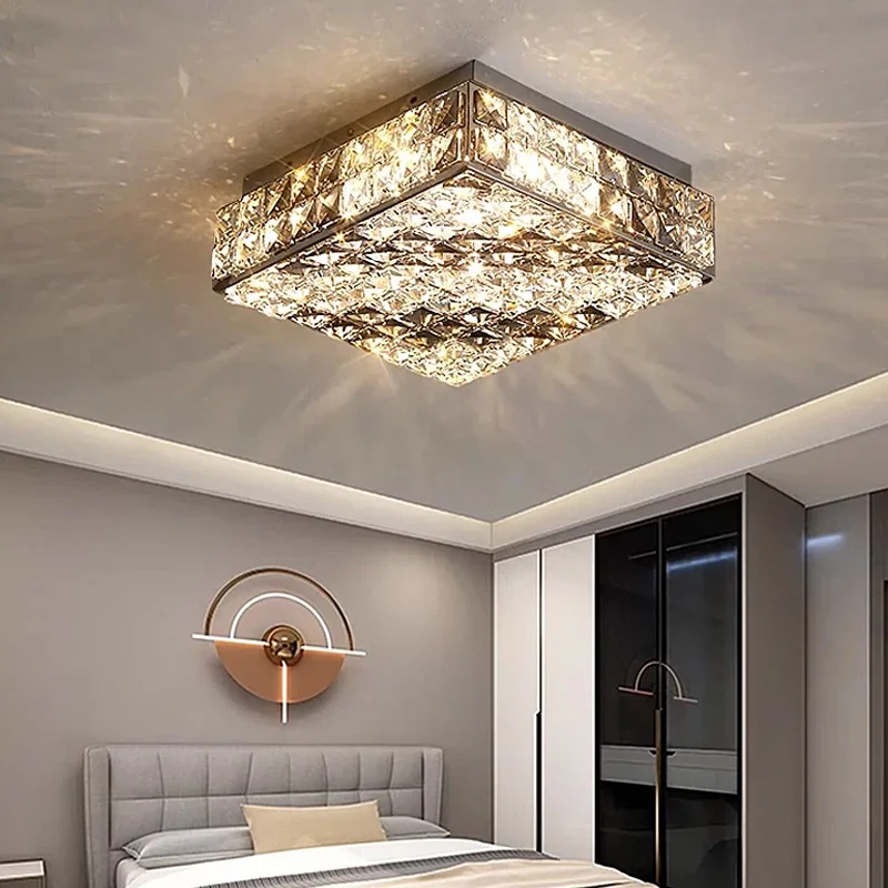 Modern Luxury K9 Crystal Led Ceiling Lamp Living Dining Room Bedroom Crystal Ceiling Chandelier Home Interior Lighting Fixtures