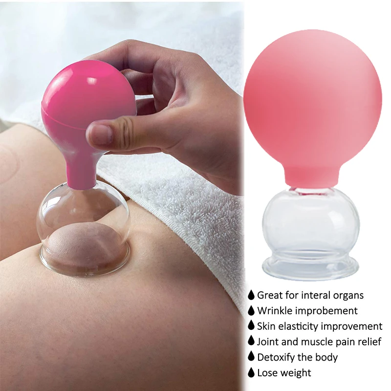 New Cylindrical Glass Rubber Face Massager Vacuum Cupping Visage Cup Therapy Anti Cellulite Jar Wrinkle Facial Masajeador Tool