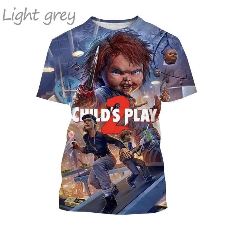 Camisetas estampadas Chucky 3D para homens e mulheres, blusas de manga curta, design de horror, estilo de rua divertido, verão, venda quente