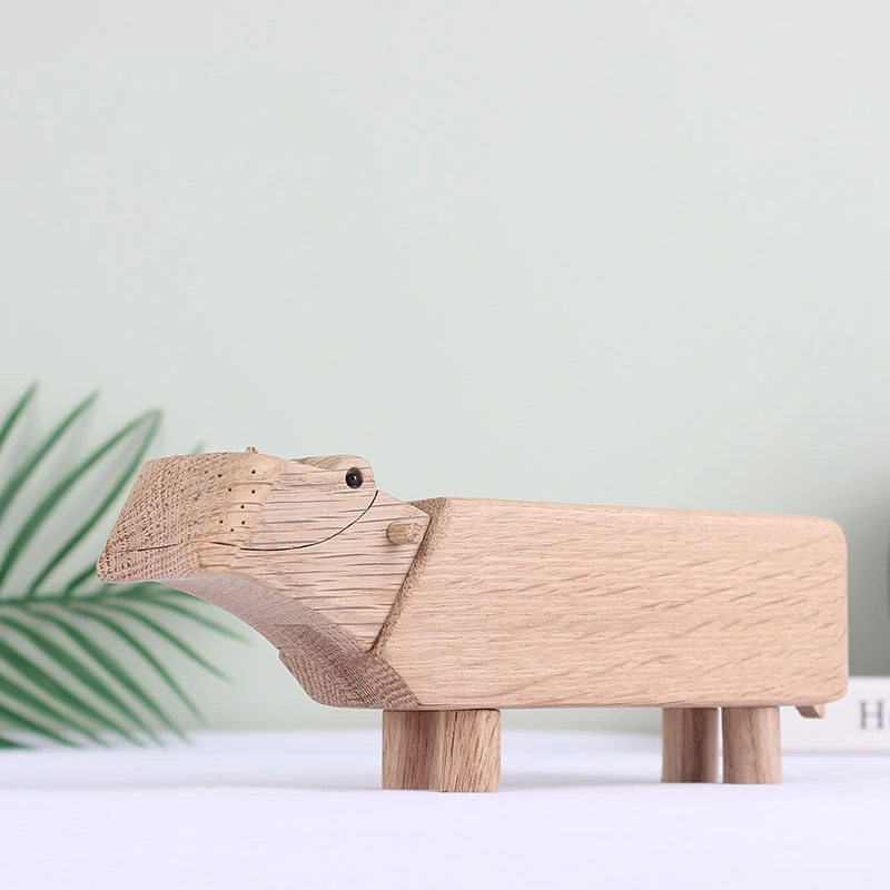 birthday gifts crafts ornaments wooden toy Hippo pure wood Handmade spot birthday gift Home Decor Figurines