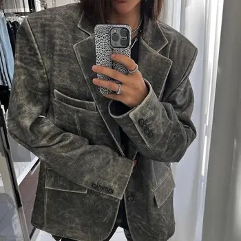 Retro kurtki skórzane w trudnej sytuacji Damska kurtka z prawdziwej skóry owczej Krótki płaszcz z prawdziwej skóry