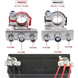 1 Pair Car Top Post Terminal 12V 24V Cable Clamp Terminal Connectors for Auto Caravan Boat Motorcycle Car