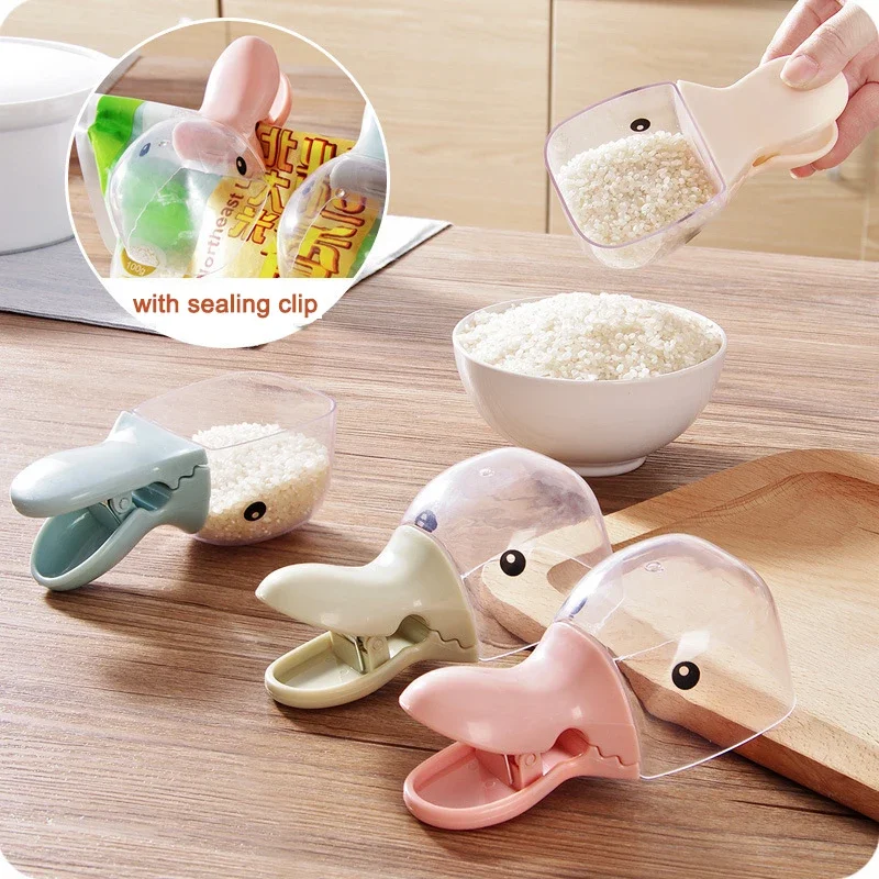 Creative Duck Head Shape Multi-use Plastic Rice Shovel Sealing Clip Household Cute Simple and Practical Spoon Kitchen Accessorie