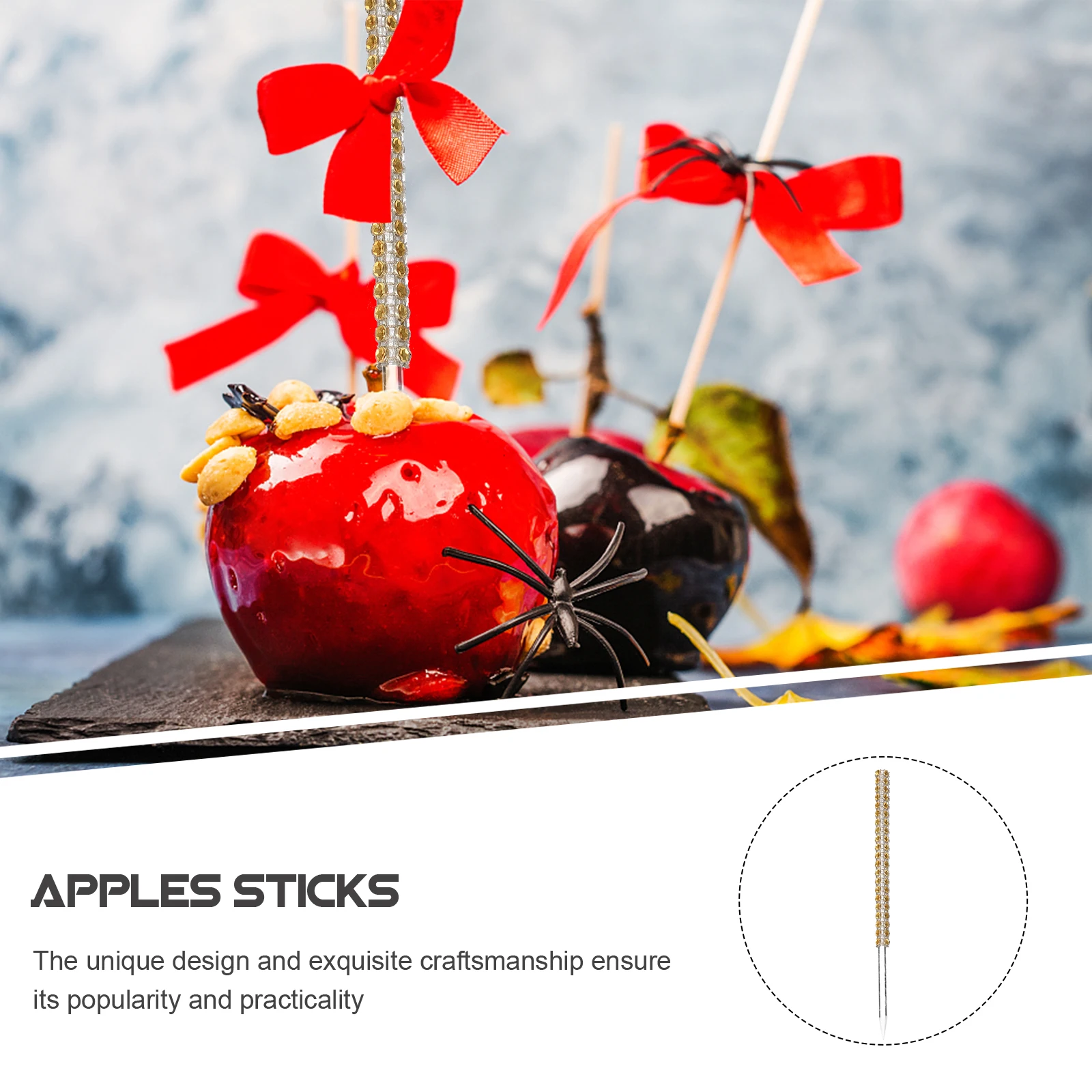 

Acrylic Rhinestone Decorative Sticks Lollipop Apple Craft Supplies Shatterproof Food Grade Safe Stick Cake Snacks