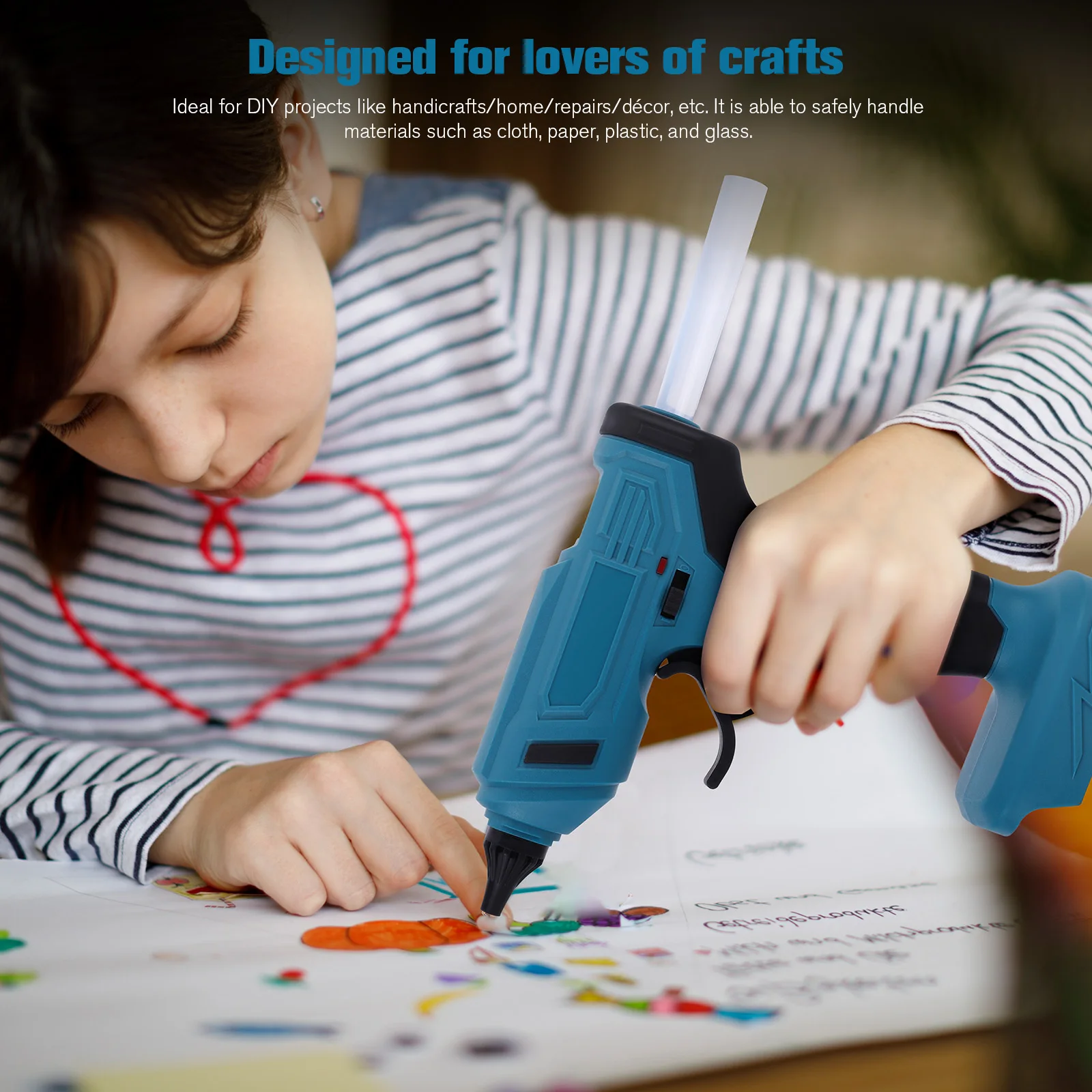 Draadloos lijmpistool voor Makita 18V batterij ((alleen gereedschap) met 10 lijmstiften voor doe-het-zelf reparatie thuiskantoor en schoolproject