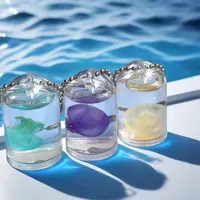 Colorful Jellyfish Specimen Keychains Real Jellyfish Ocean Pet Bag Hanging Ornaments Student Children Bookbag Creative Keychains