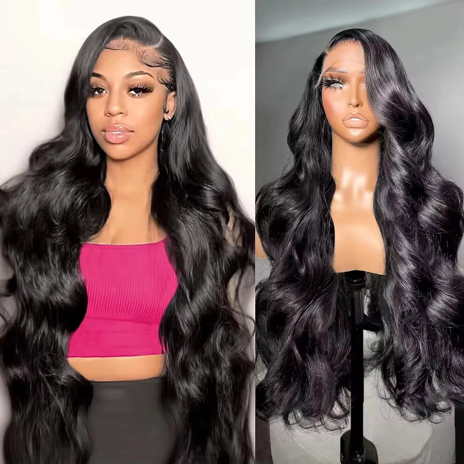 Body Wave Glueless Wigs Human Hair Pre Plucked Pre Cut 250% Density Drawstring Wig Human Hair Body Wave HD Lace Front Wigs Human Hair for Black Women Wear and Go Glueless Wig Natural Color image 3