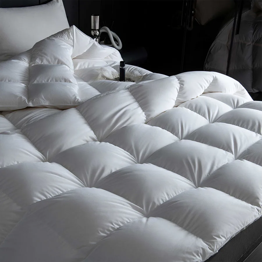 100% High Grade Goose Down Duvet 3D Quilted Winter Thick Comforter Solid Color Breathable Warm Durable King Queen Full Size