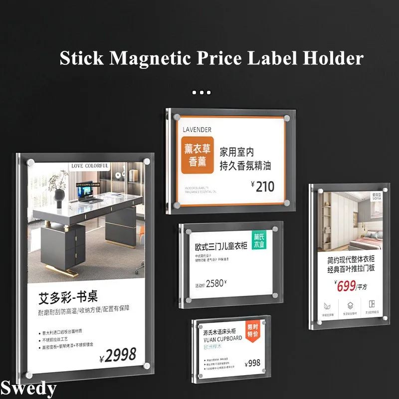 

10 Pieces A6 10X15CM Magnetic Wall Mount Stick Price Label Holder Acrylic Menu Sign Holder Picture Photo Poster Frame Board