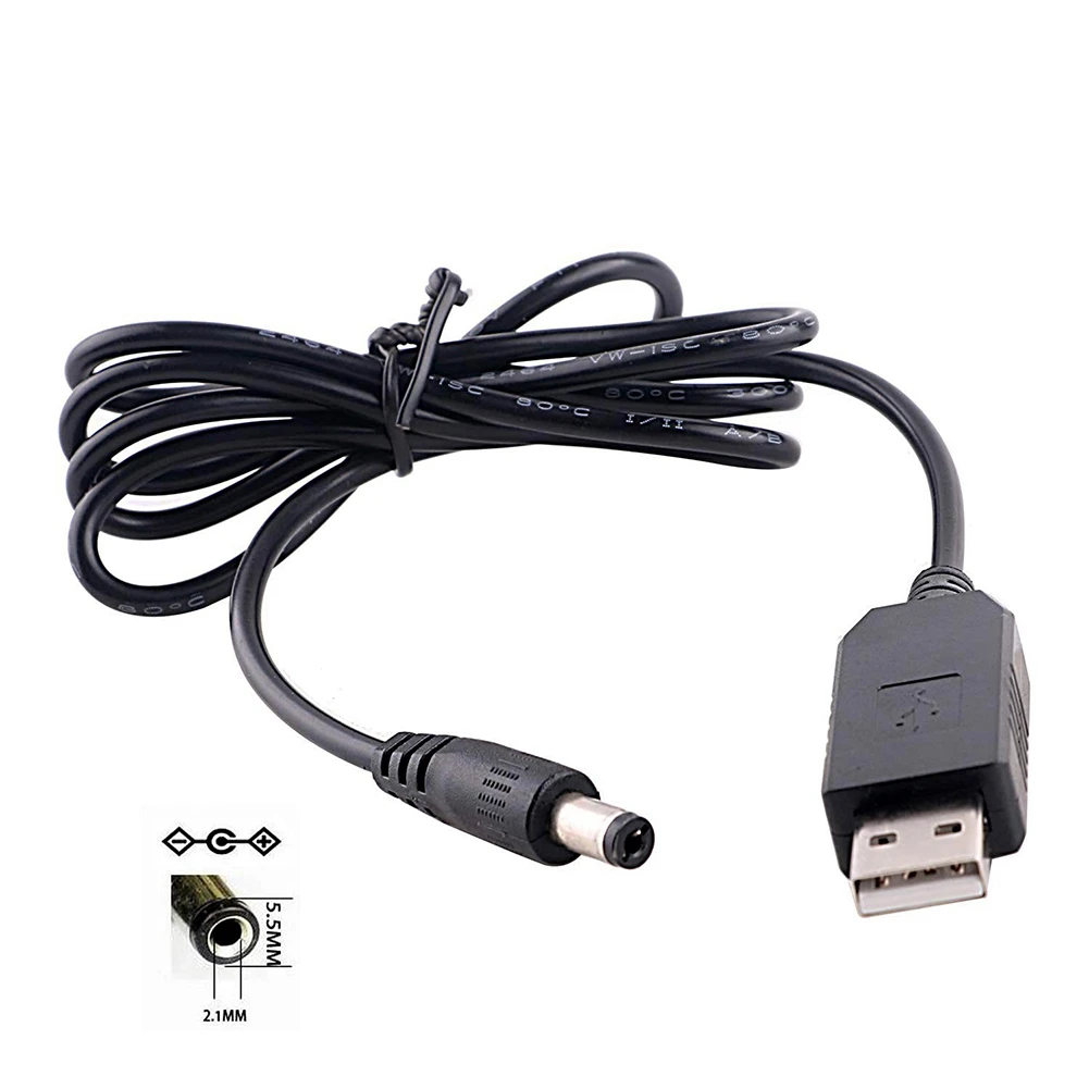 T23C USB Power Boost Cable USB To DC 12V Boost Converter Cable Flexible PVC Black With 8 DC Head Multifunctional Conversion Cabl