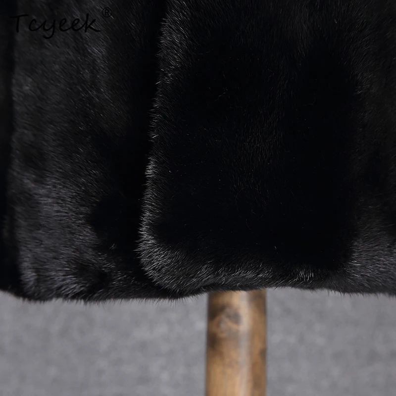 Tcyeek 리얼 밍크 퍼 코트 남성 겨울 의류 리얼 퍼 재킷 패치워크 밍크 남성 코트 신상품 중간 길이 2025 남성 재킷