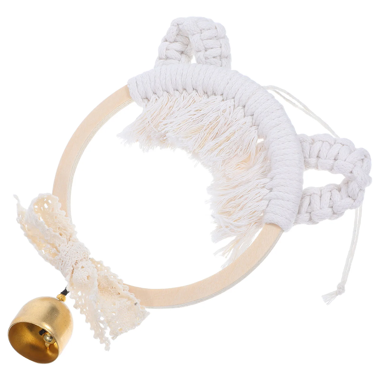 

Nordic Style DIY Woven Cat Bell Hanging Ornament Handcrafted Home Wall Decor Tinkling Bell Cat Lovers Gift Handmade Knitting