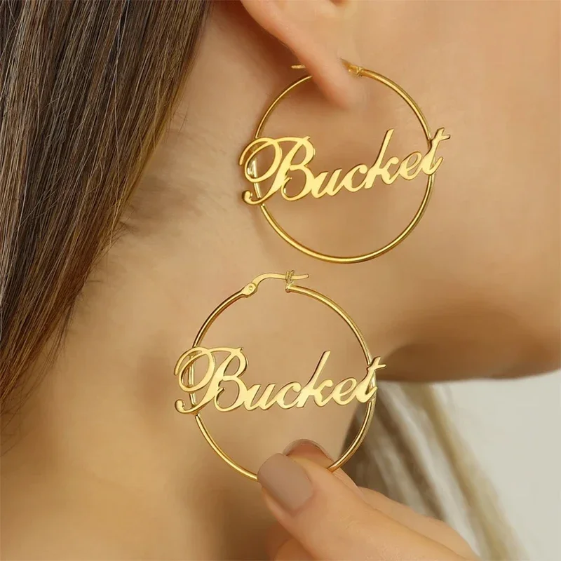 Custom Personalized Name Designer Gold Earrings for Women Luxury Fishion Hoop Earrings Dangler Weddings Party Gift Ear Studs